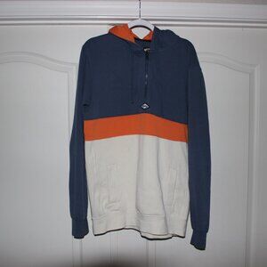 Billabong L Large Blue/Orange/White Quarter Zip Vintage Hoodie